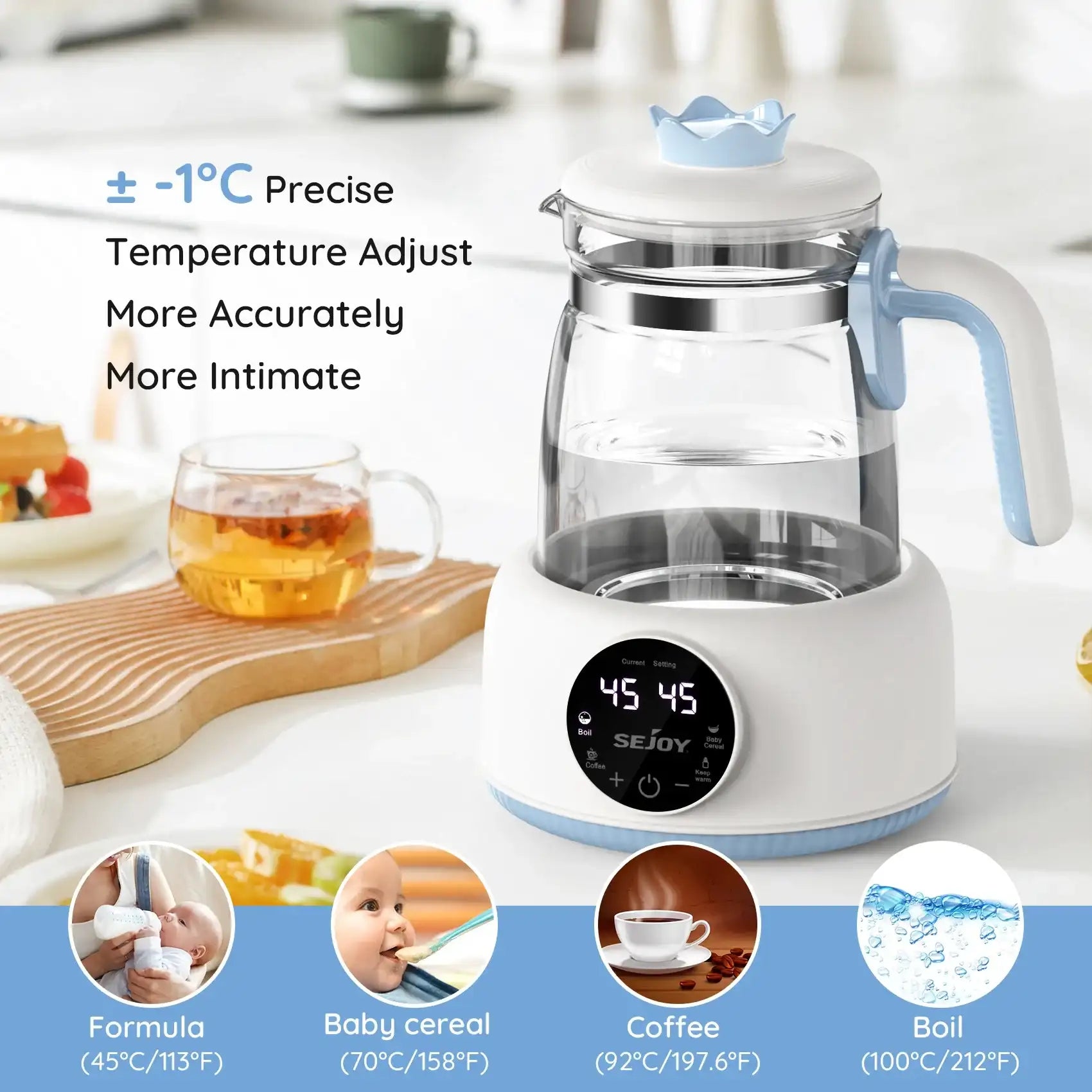 Sejoy Electric Milk Bottle Warmer – Thermostatic Baby Formula Kettle & Feeding Bottle Warmer