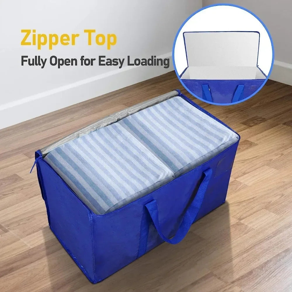 MegaMove 6-Pack Oversized Heavy-Duty Moving Bags with Zipper & Carry Handles – Space-Saving Storage Totes 🧳