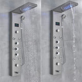 LED Light Rainfall Shower Panel System – Thermostatic Mixer Tap with Massage Jets & Digital Temperature Screen