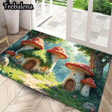 Welcome Door Mat – Mushroom House Charm Print Doormat for Indoor & Outdoor Entryway
