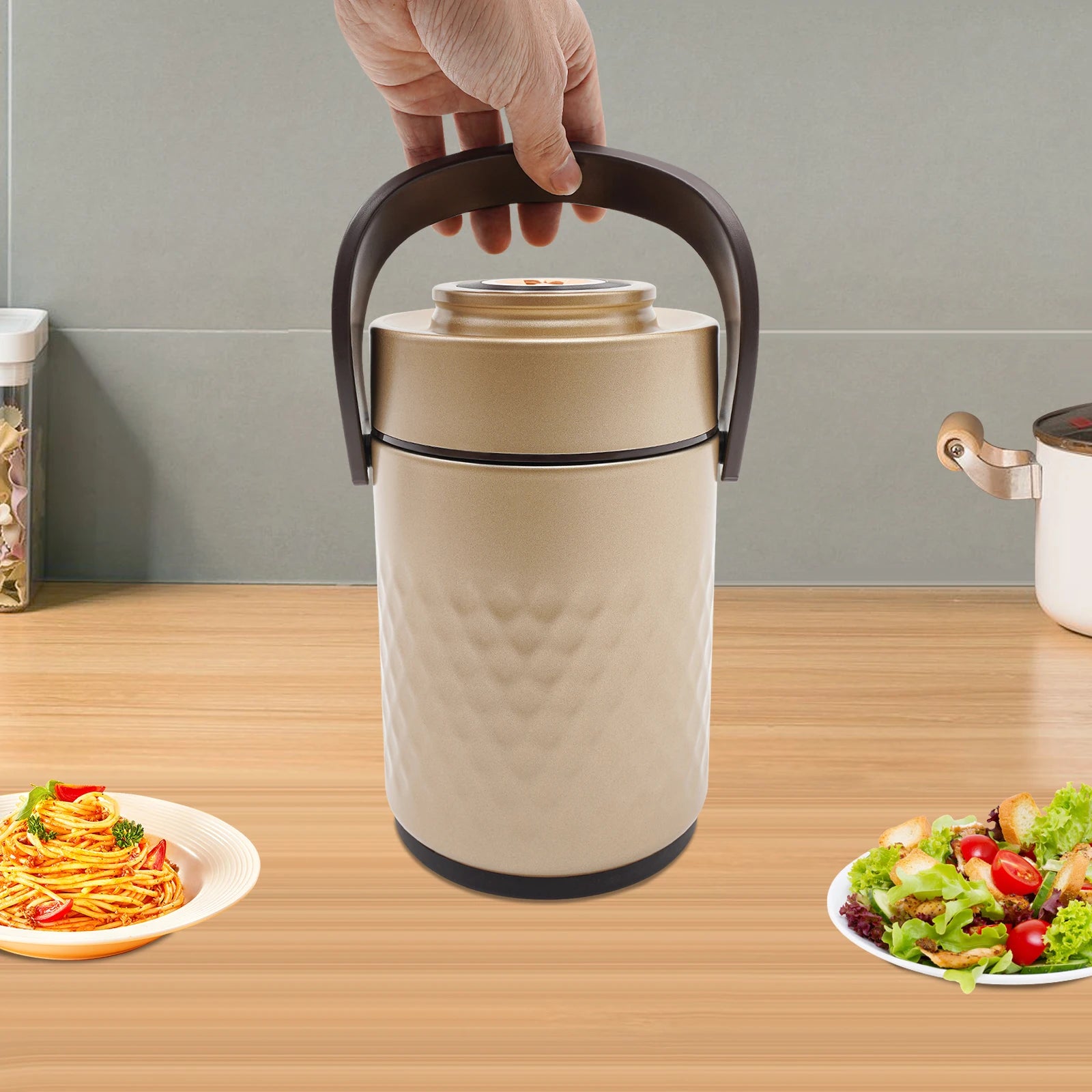 3-Tier Insulated Food Thermos Lunch Box – Sealed Stackable Thermal Container for School & Daily Use