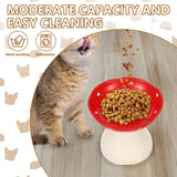 Mushroom Raised Cat Bowl – Elevated Food & Water Dish with Anti-Overturning Stand for Neck Protection