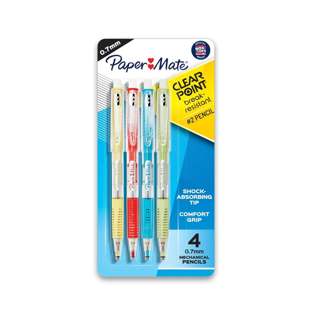 Break-Resistant Mechanical Pencils – 0.7 mm HB #2, Shock-Absorbing Grip with Jumbo Erasers (4-Pack)