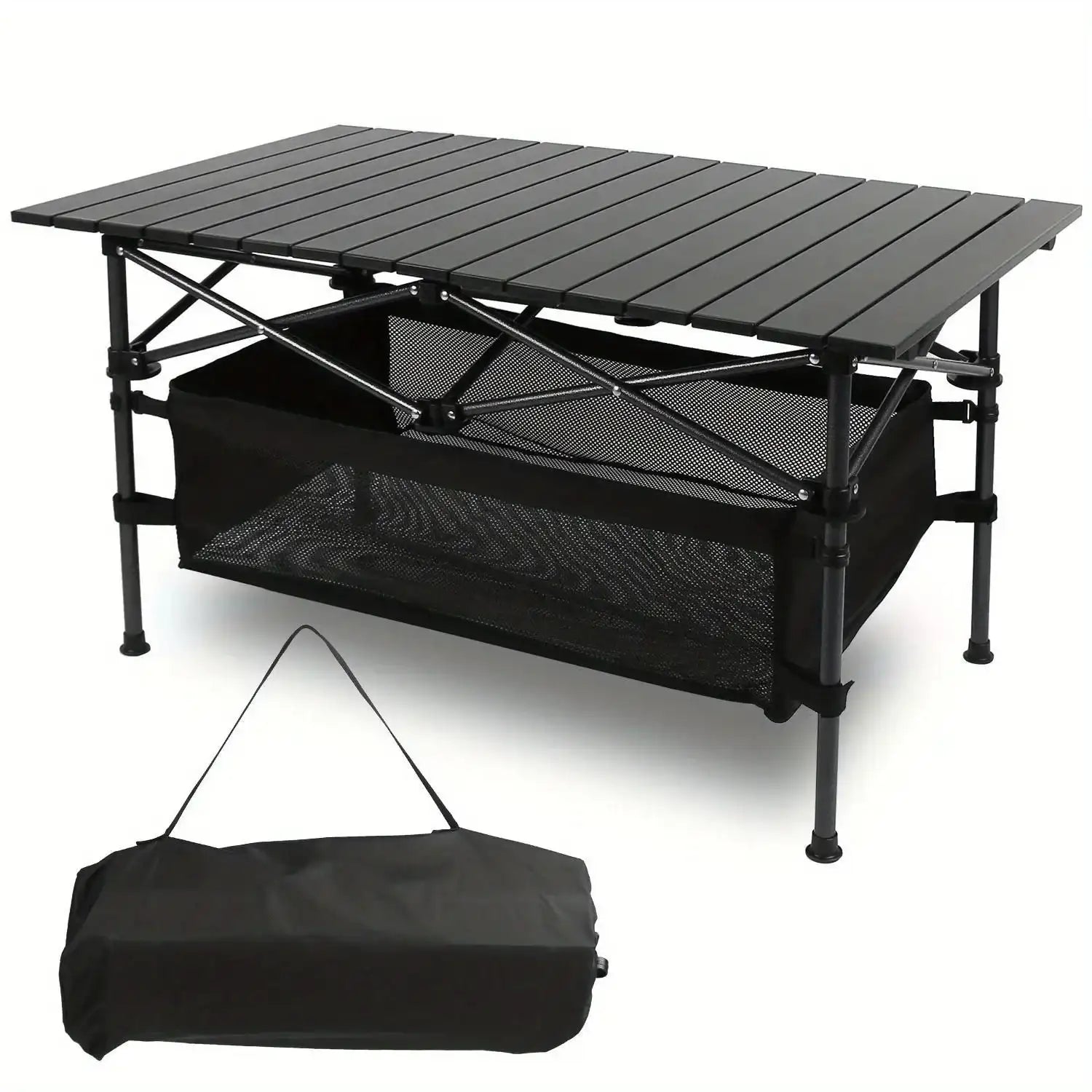 Portable Folding Aluminum Roll-Up Camping Table with Carry Bag – Lightweight Indoor/Outdoor Table for Backyard, BBQ & Travel
