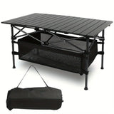 Portable Folding Aluminum Roll-Up Camping Table with Carry Bag – Lightweight Indoor/Outdoor Table for Backyard, BBQ & Travel