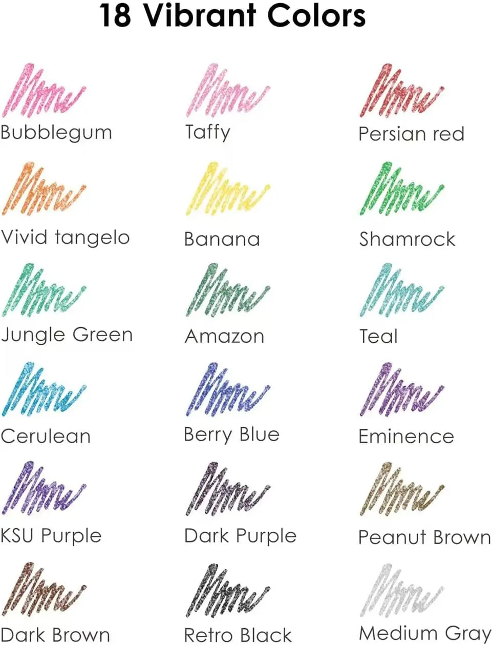 Glitter Gel Pens Set (18 Colors) – Metallic Sparkle Retractable Pens for Coloring & Creative Writing
