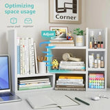 Modern White Desktop Shelf Organizer – Top-of-Desk Storage & Corner Bookshelf Display