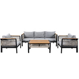 4-Piece Outdoor Sectional Sofa Set – Patio Conversation Set for 5 with Coffee Table