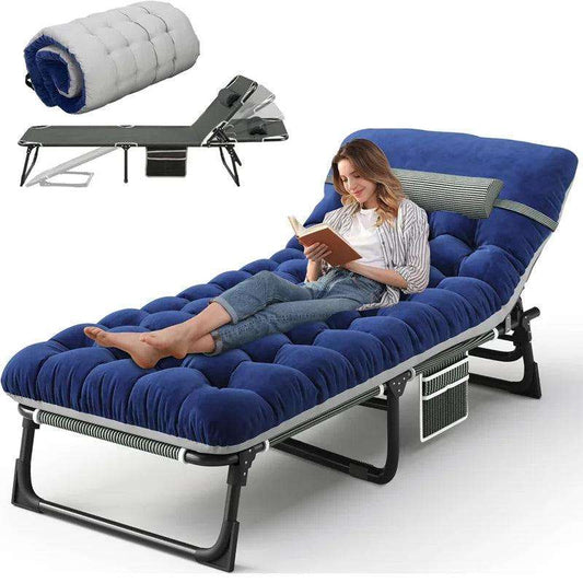 Camping Cot with Mattress, 4-Position Folding Camping Bed Hold up 330lbs, Portable Sleeping Cot for Camp, Beach, Patio - PulinGO