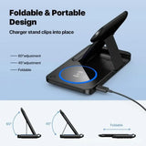30W LED Fast Wireless Charger Stand – 3-in-1 Foldable Charging Station for iPhone 15/14/13/12, Apple Watch & AirPods Pro