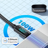 Essager LED USB-C to USB-C Cable – 100W PD & QC3.0 Fast Charging Display Cable for MacBook, Xiaomi, Samsung & Laptops