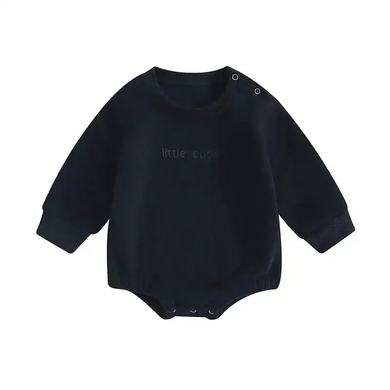 Toddler Boys Sweatshirt Bodysuit – Long-Sleeve Round-Neck with Letter Embroidery (0-18 M)