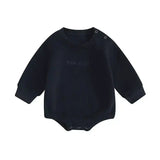 Toddler Boys Sweatshirt Bodysuit – Long-Sleeve Round-Neck with Letter Embroidery (0-18 M)