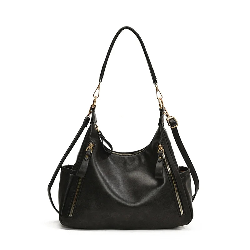 Women’s Large-Capacity PU Leather Shoulder Bag – Under-Arm Pouch Crossbody Flap Handbag