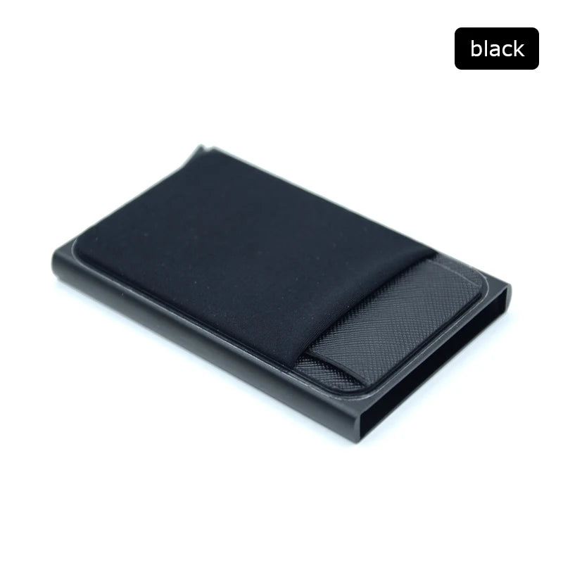 Slim Aluminum RFID Wallet – Automatic Pop-Up Credit Card Holder with Elastic Back Pouch 💳⚡