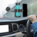 Multi-functional car phone & cup holder – adjustable automotive beverage holder with non-slip silicone bottom for interior accessories