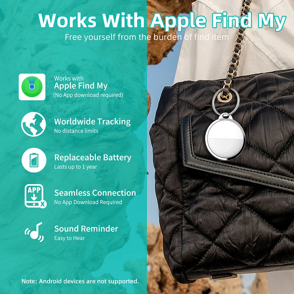 Mini GPS Tracker for Apple iOS – Smart Bluetooth AirTag Compatible with Find My App for Kids, Pets, Bikes & Bags