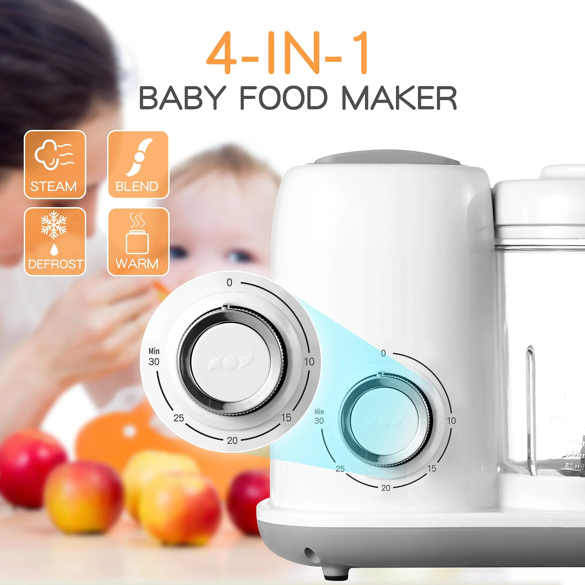 Baby Food Maker 4-in-1 – Steam, Blend, Reheat & Defrost for Healthy Baby Meals 👶🥕🍲