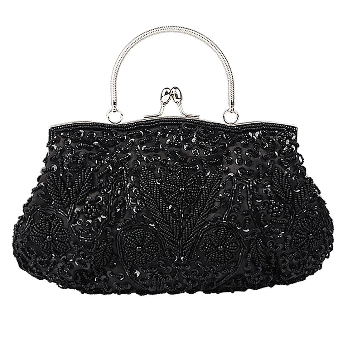 Women’s Retro Beaded Embroidered Tote – Small Evening Clutch Purse with Shoulder Chain for Weddings & Parties