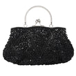 Women’s Retro Beaded Embroidered Tote – Small Evening Clutch Purse with Shoulder Chain for Weddings & Parties