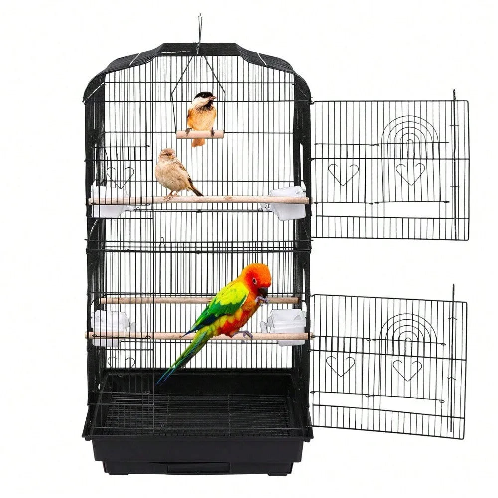 59" Rolling Bird Cage – Spacious Home with Stand & Pull-Out Tray for Cockatiels, Parakeets, Finches & Canaries