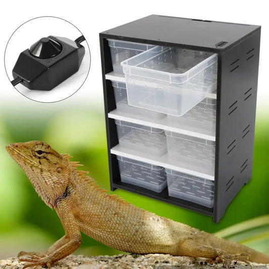 Multi-Layer Acrylic Reptile Breeding Cabinet – 8 Box Transparent Enclosure with Heating Pad & Hygrometer