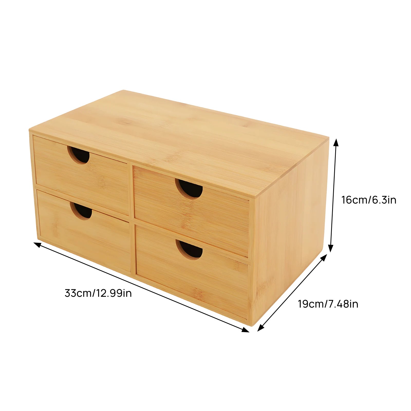 Mini Bamboo Desk Drawer Storage Box – 4-/2-Drawer Tabletop Organizer for Home & Office