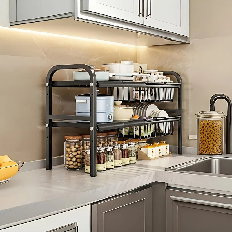 2-Tier Under-Sink Organizer Rack – Multi-Purpose Storage Shelf for Kitchen & Bathroom