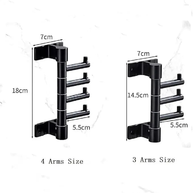 Vertical Swivel Hook Rack with 4 Rotatable Arms – Wall-Mounted Metal Towel & Accessory Organizer