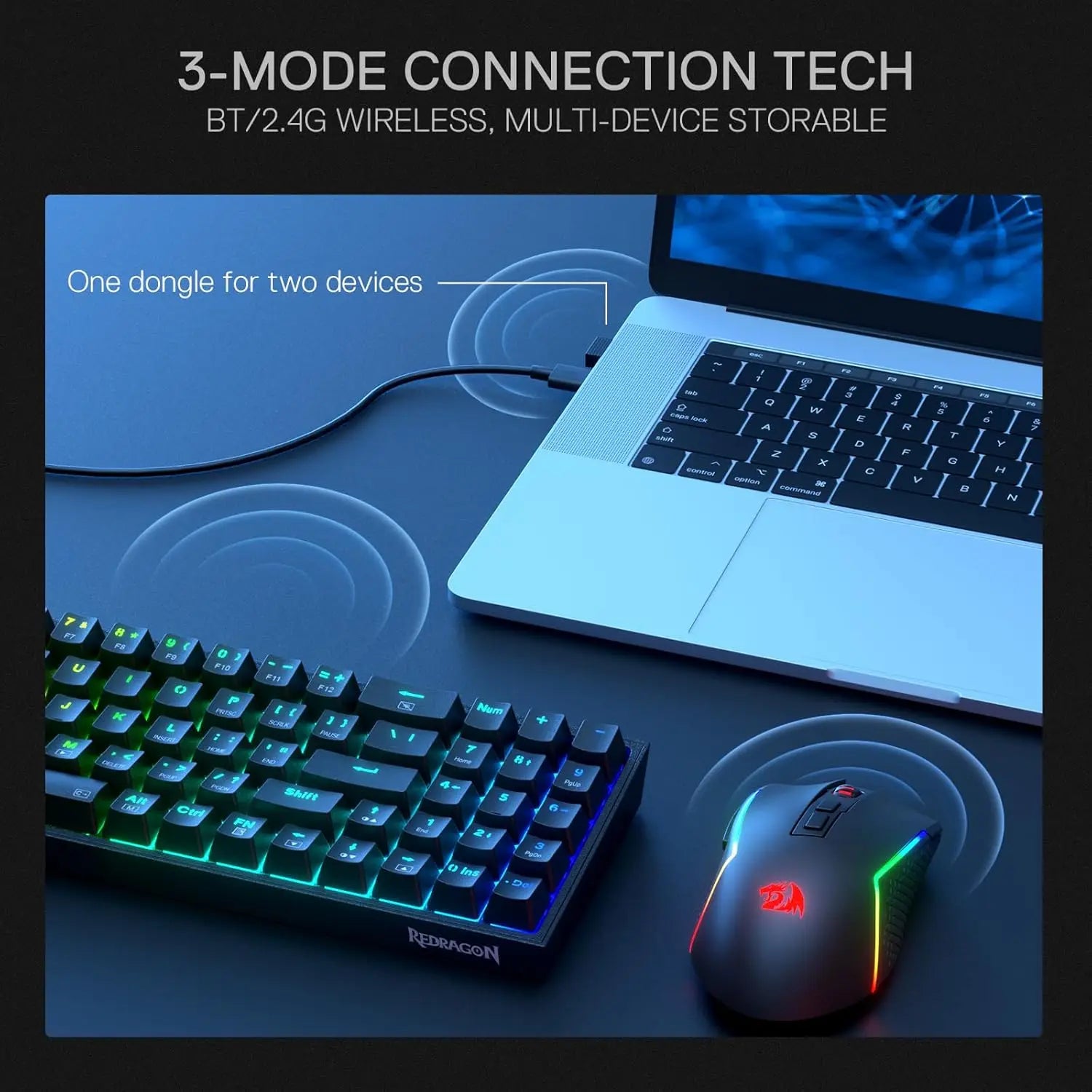 Redragon BS136 Gaming Keyboard & Mouse Combo – K628 Tri-Mode RGB Mechanical Keyboard with 75% Layout & 7200 DPI Gaming Mouse