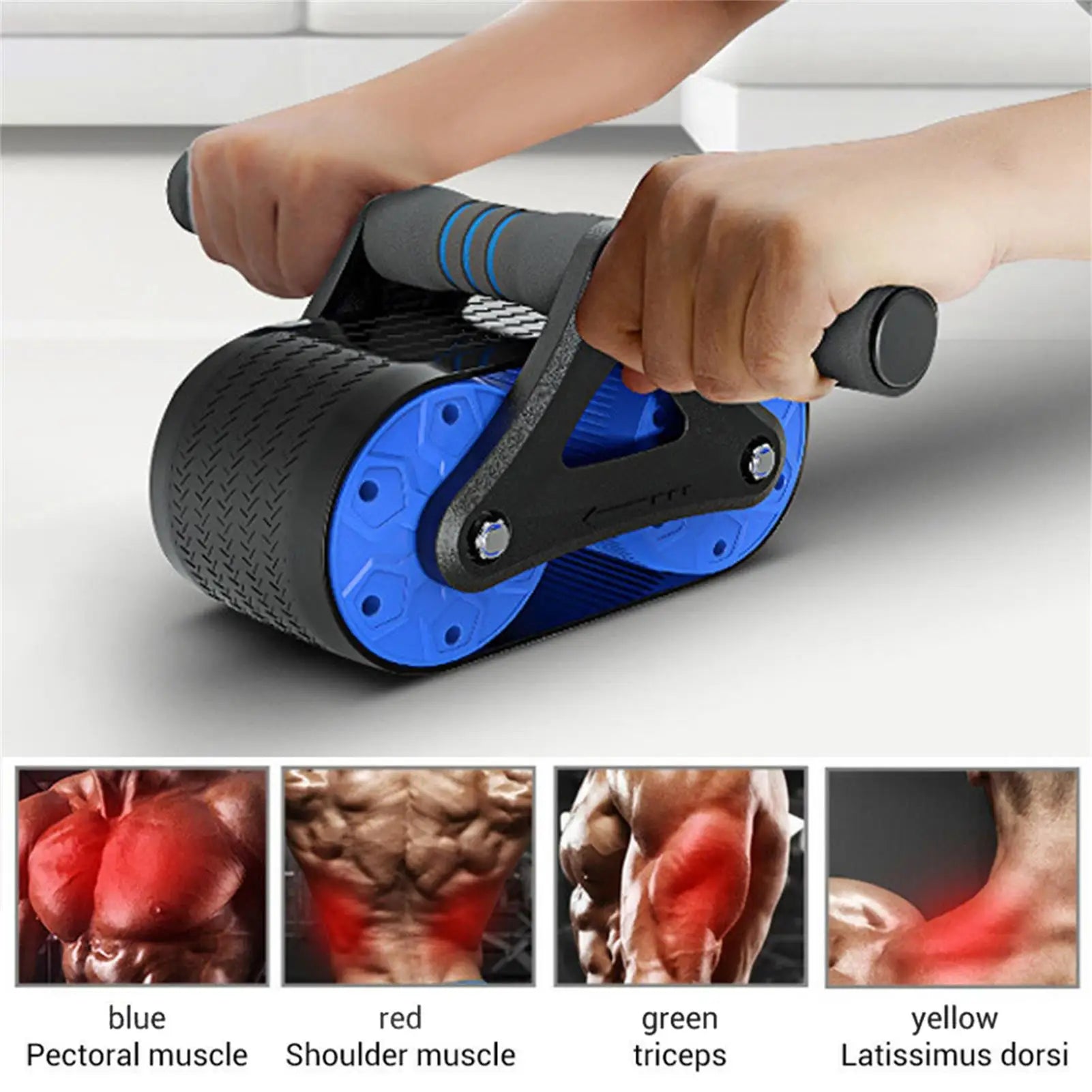 SpringBack Ab & Push-Up Roller Set – Quiet Core & Upper-Body Training Wheels (Blue) 🎯