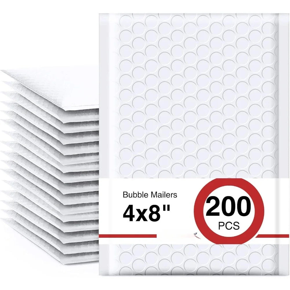 200 Pack Waterproof Padded Envelopes – 4″×8″ Self-Seal Foam Mailers for Secure Shipping & Packaging
