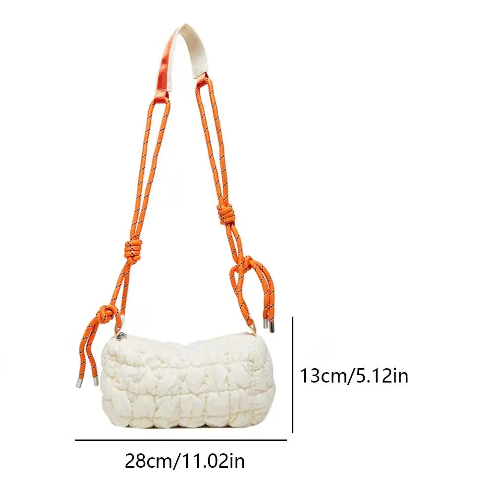 Women’s Soft Shoulder Bag with Braided Rope Strap – Large-Capacity Padded Crossbody Sling Bag for Daily Use & Travel