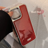 Retro Style Polka Dot Phone Case – Electroplated Slim Protective Back Cover for iPhone 11/12/13/14/15/16 Pro Max
