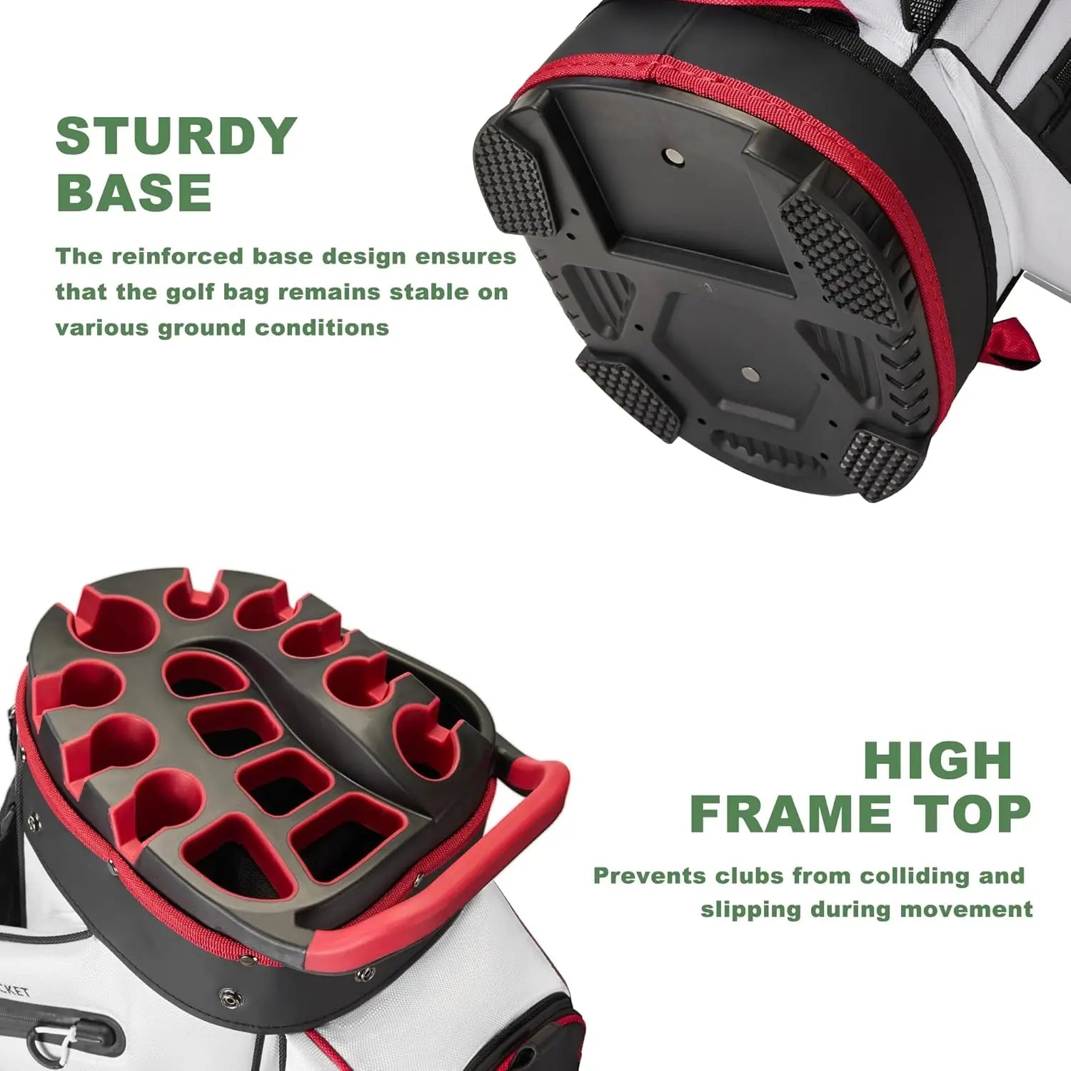 14-Way Golf Cart Bag – Premium Full-Length Divider Club Bag for Men with Magnetic Leather Pocket, Handles & Rain Cover