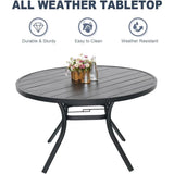 “5-Piece Outdoor Dining Set – 48-Inch Round Table with 4 Swivel Textilene Chairs, All-Weather Patio Furniture (Blue)”