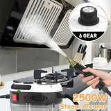 2500 W Handheld High-Temperature Pressurized Steam Cleaner – 3 Brush Heads for Kitchen & Home Use