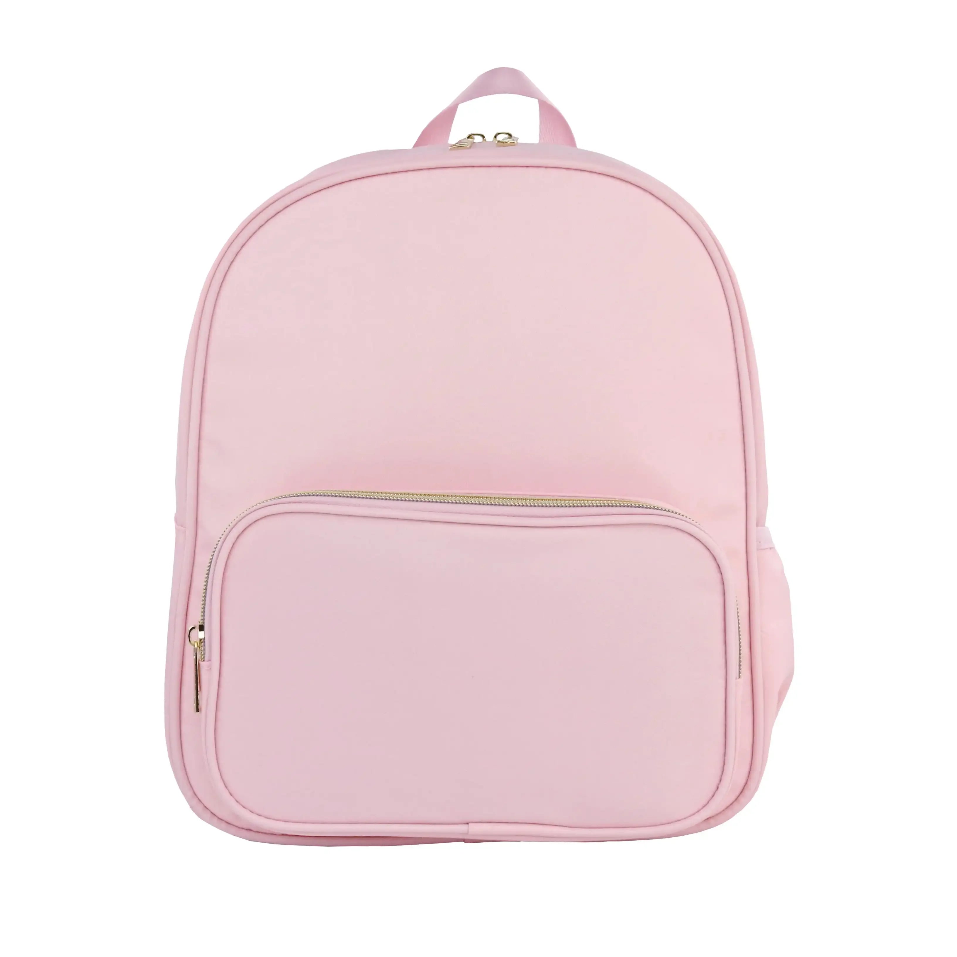 Customizable Pink Nylon Backpack – Soft Tone Travel & School Book Bag for Crafts and Daily Use