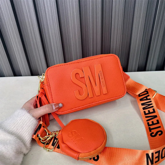 Women’s Small Square Camera-Bag Style Crossbody – Wide Strap, Trendy 2024 SS