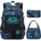 Cool Luminous Boys Backpack Set – 3-Piece Light-Up School Bag with Lunch Box & Pencil Case | Durable School Bag for Kids