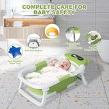 Foldable Baby Bathtub with Thermometer & Floating Cushion – Newborn to Toddler (0-36 Months)