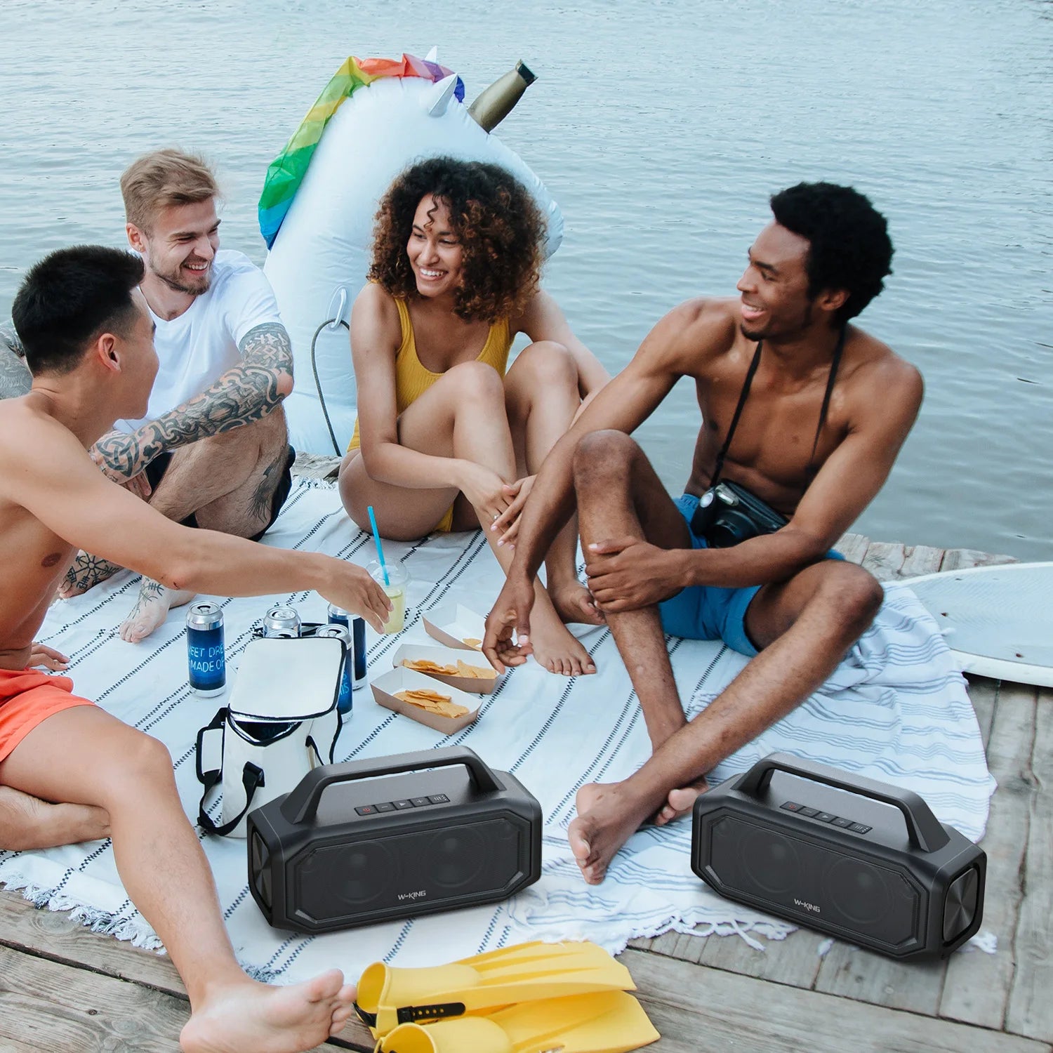 W-KING 80W Bluetooth Speaker – Portable Wireless Outdoor Speaker with Bass Boost, Stereo Pairing & Reverse Charging (IPX6)