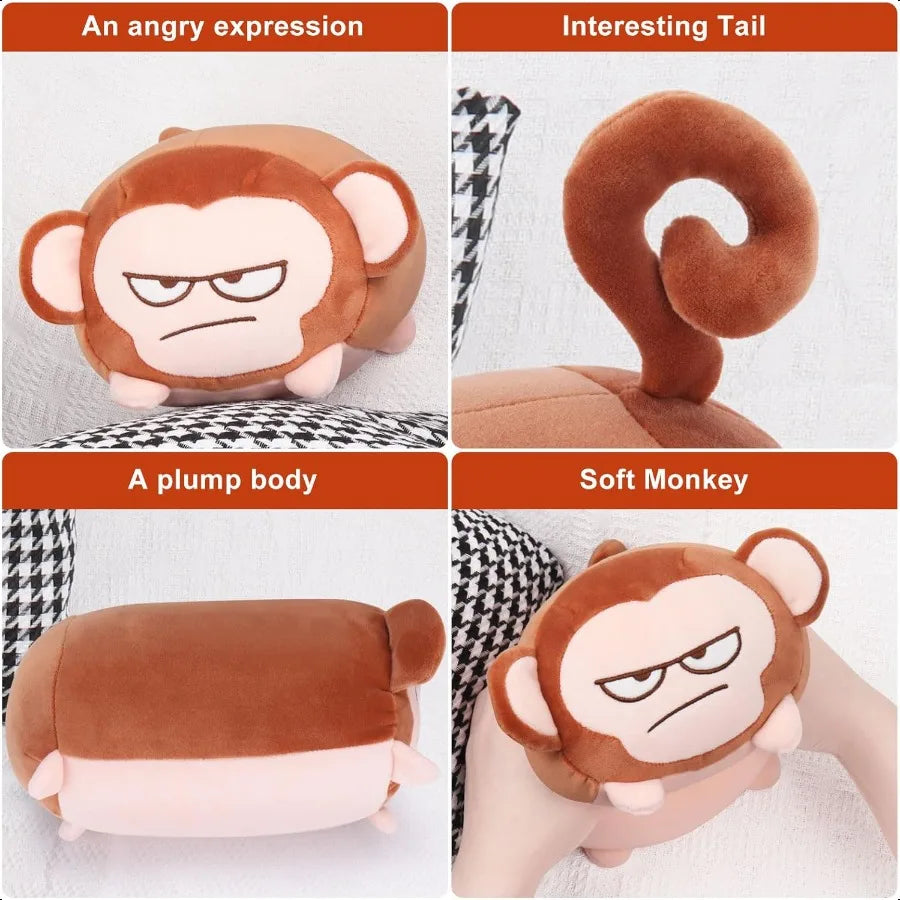 Achwishap Monkey Plush Toy – Fluffy Stuffed Animal Doll, Soft Hugging Pillow, Throw Plushie Cushion for Kids & Home Decor