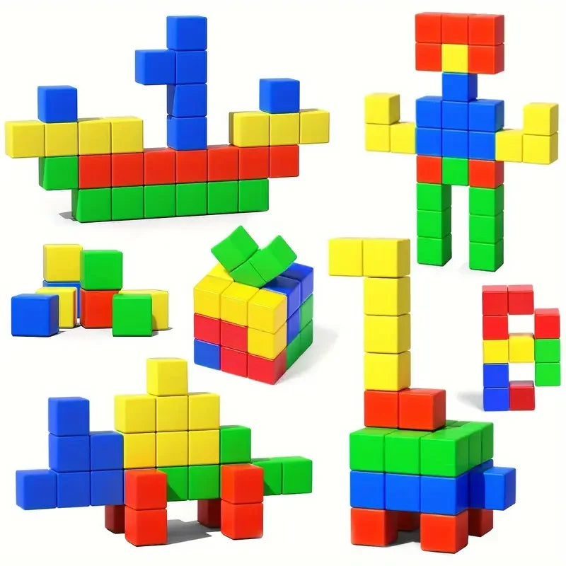 Colorful 3D Magnetic Learning Cubes – DIY Structural Cognitive Toys for Kids, Educational STEM Building Blocks for Boys & Girls