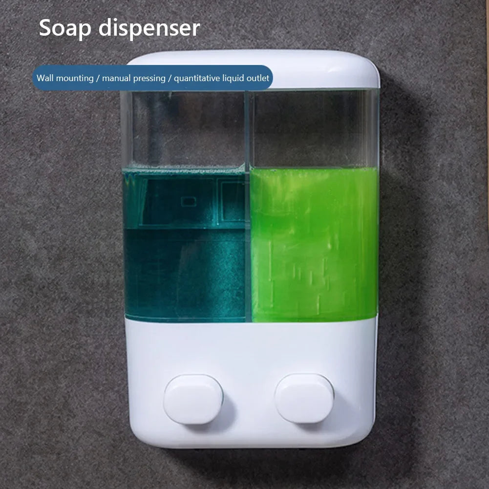 ABS Wall-Mounted Liquid Soap Dispenser – Single or Double Head Foam Hand-Wash & Shower Gel Pump