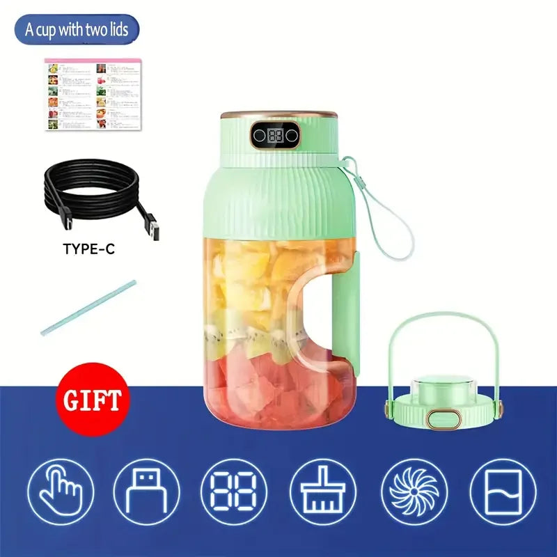 40oz USB Rechargeable Portable Blender – Dual Lids, Silicone Straw & BPA-Free Design for Smoothies & Shakes 🥤⚡