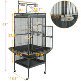 PlayTop XL Wrought-Iron Bird Cage with Rolling Stand — For Parakeets, Cockatiels, Quakers & Conures