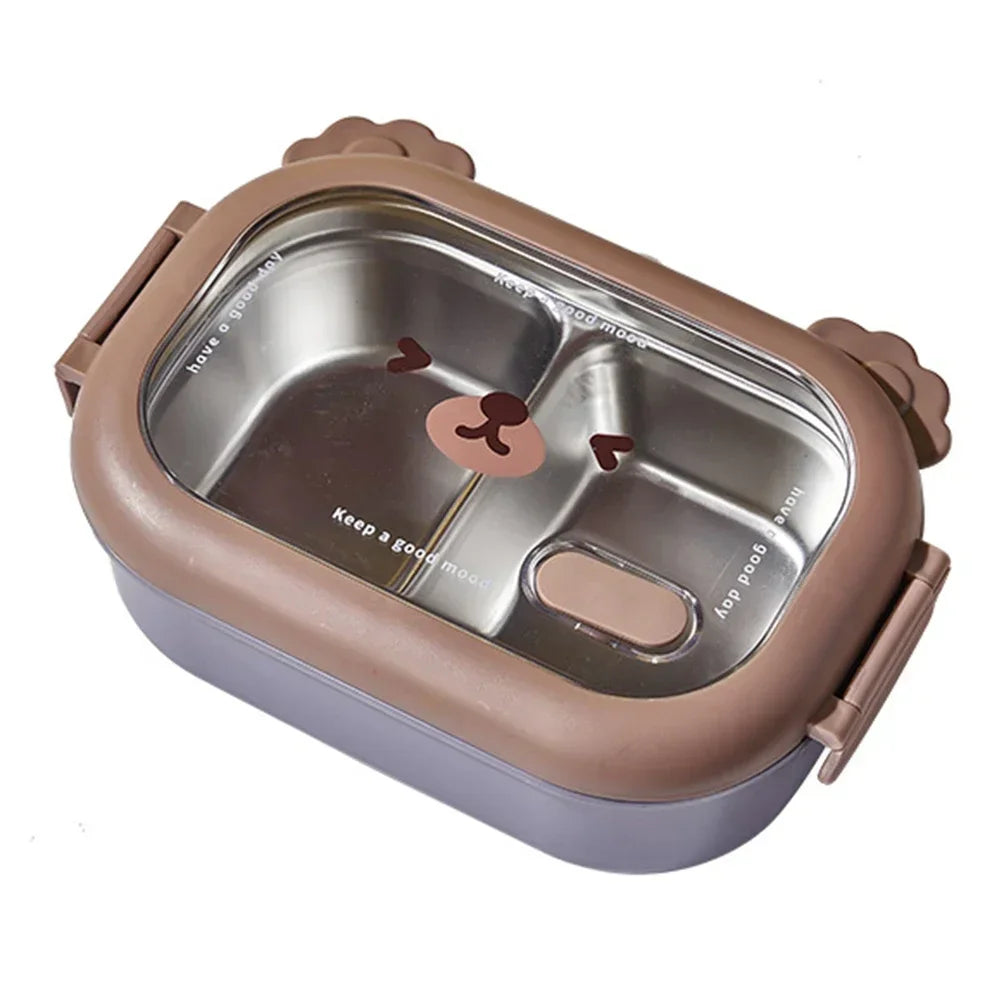 Stainless Steel Cartoon Lunch Box 1000ml – Leak-Proof Double Lock Food Container for Kids & Adults