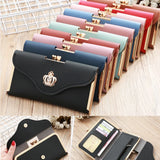 Women’s Crown Style Long Wallet – Elegant PU Leather Hasp & Zipper Clutch with Coin Pocket, Card Holder & Portable Design