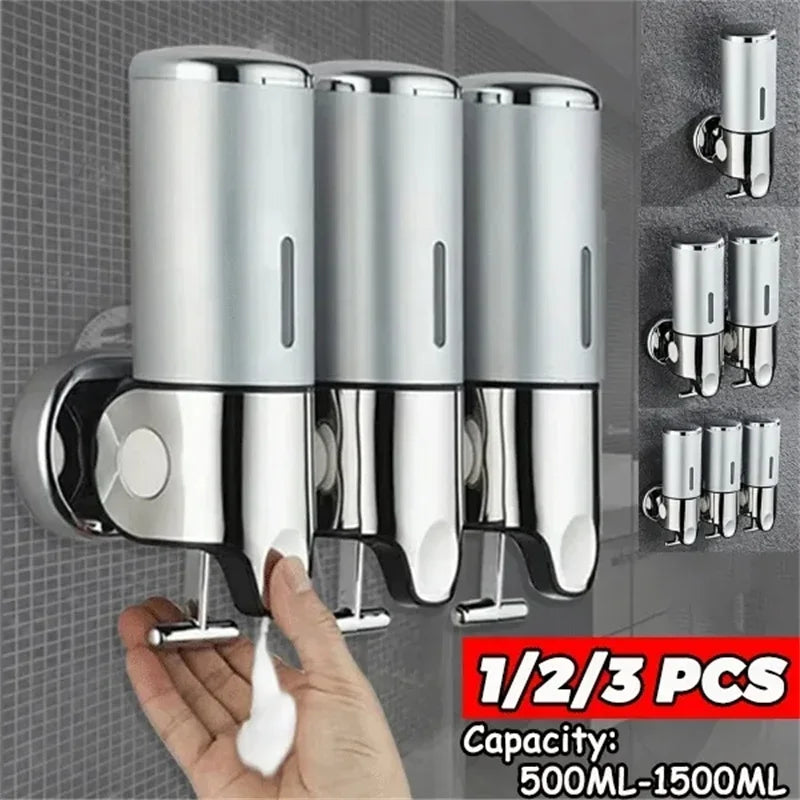 Wall-Mount Bathroom Liquid Soap Dispenser – Refillable Hand Sanitizer, Shampoo & Shower Gel Container